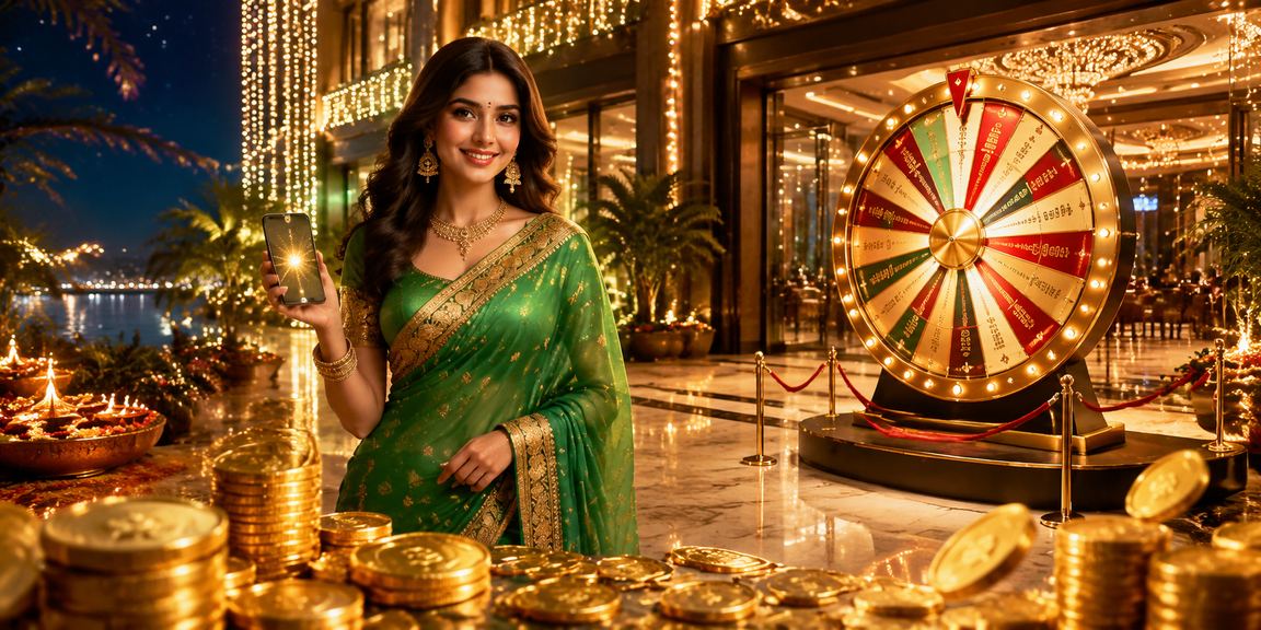 Roulette wheel with Indian themed casino environment